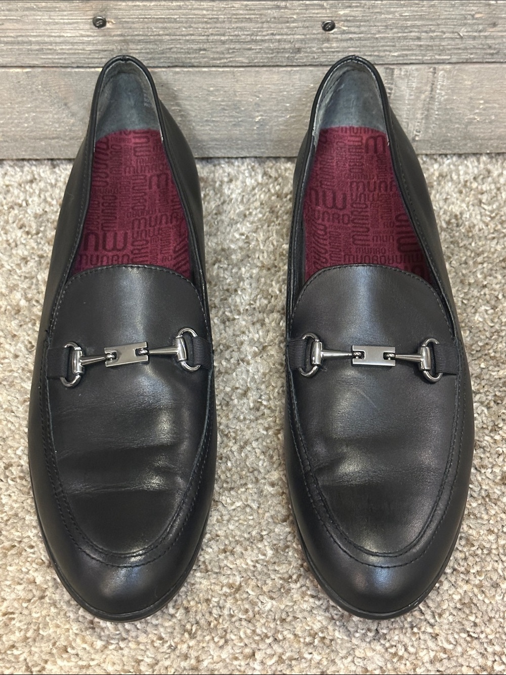 Munro Harrison Classic Black Leather Horsebit Loafers Comfort Shoes | Size 10
